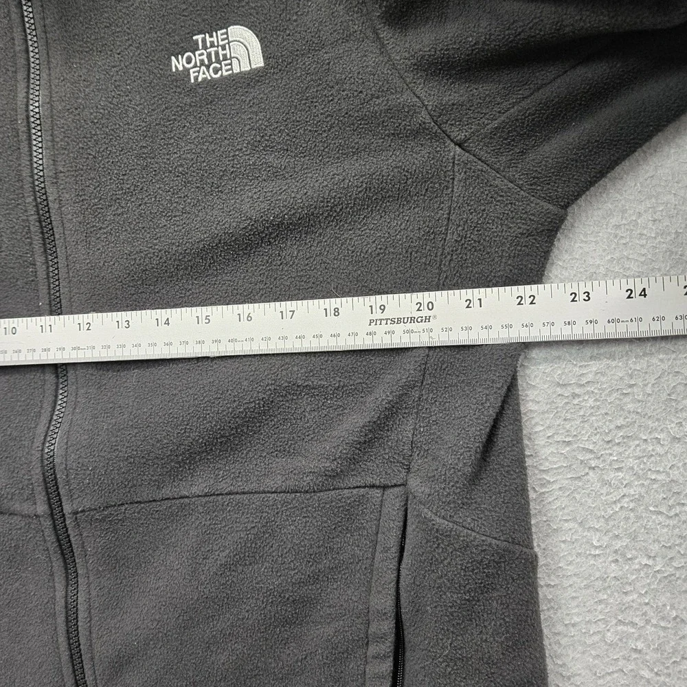 The North Face Men Jacket L/G Gray Embroidered Fleece Jacket Activewear
